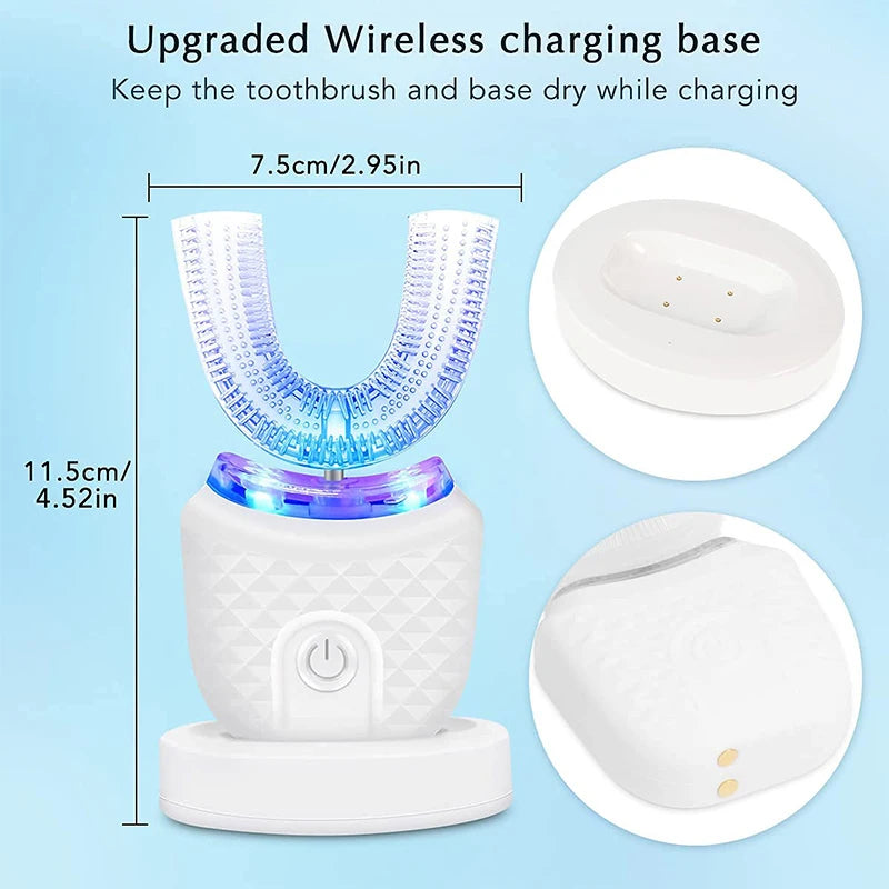 Portable 360 Degree U Shape Sonic Toothbrush Oral Cleansing Brush Sonic Electric Toothbrush
