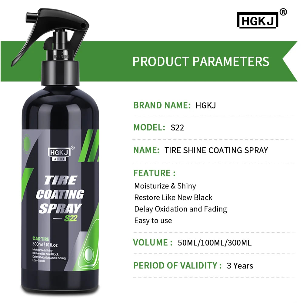 Car Tire Shine Coating Tyre Gloss Plastic Rubber Wheel Restorer Agent Spray Polishing Brightener Cleaner Coating  S22