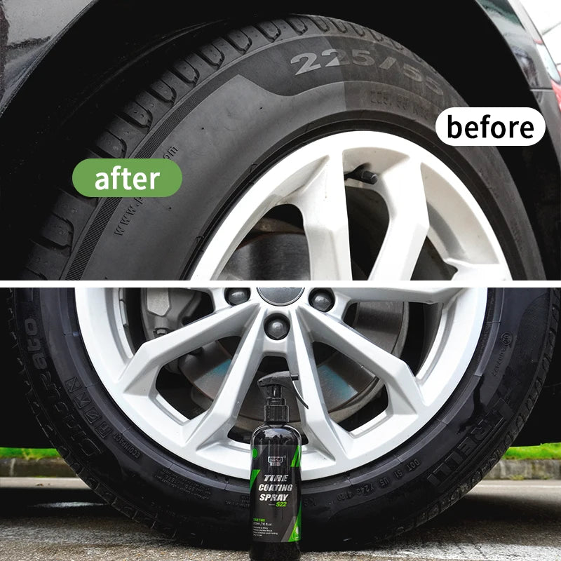 Car Tire Shine Coating Tyre Gloss Plastic Rubber Wheel Restorer Agent Spray Polishing Brightener Cleaner Coating  S22