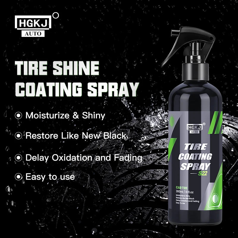 Car Tire Shine Coating Tyre Gloss Plastic Rubber Wheel Restorer Agent Spray Polishing Brightener Cleaner Coating  S22